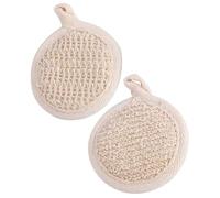 Ciieeo 2pcs Natural Hemp Exfoliating Bath Scrubbers 8x8cm Body and Leg Scrubbing Cloths with Cotton-Hemp Pads for Skin Exfoliation and Dead Skin Removal in Shower