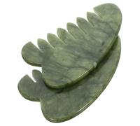 Ciieeo 2pcs Natural Light Green Jade Scalp Massage Comb Set - Face Guasha and Hair Scraping Tool - Meridian Facial and Dandruff Massage Comb for Scalp Care and Relaxation