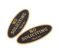 Ciieeo 2pcs No Soliciting Sign Acrylic Door Sign for Indoor Doors Easy to Install Visible from A Distance Elegant Style Golden Colour Suitable for Office and Home