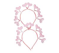 Ciieeo 2pcs Pink Sequin Heart Headbands Valentine's Day Party Hair Accessories Glitter Love Heart Hair Hoops for Women Festival and Wedding Celebration