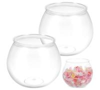 Ciieeo 2pcs Plastic Fish Bowls Small Desktop Aquarium Tanks for Goldfish round Globe Design, Mini Fish Tank Suitable for Aquatic Plants and Home Decor