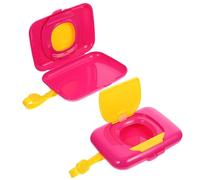 Ciieeo 2Pcs Portable Wipes Dispenser Refillable Outdoor Wipe Holder Case with Protective Cover and Easy Open Button for Diaper Bag and Travel Use