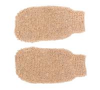 Ciieeo 2pcs Ramie and Jute Bath Exfoliating Gloves with Long Strap, Body Scrubber Mitts for Shower and Spa, Natural Fiber Back and Body Scrubber for Dead Skin Removal