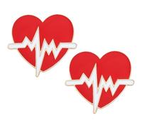 Ciieeo 2pcs Red Heart Electrocardiogram Brooch Pins Medical Alloy Nurse Doctor Clothing Decoration Badges for Healthcare Uniforms