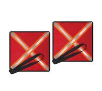Ciieeo 2Pcs Red Reflective Safety Flags for Truck Loads and Kayak Canoe Trailer, High Visibility Warning Flags with Orange Reflective Stripes for Outdoor Travel and Hauling