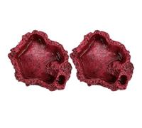 Ciieeo 2pcs Resin Reptile Feeding Bowl for Gecko and Turtles, Red Tortoise Water Dish with Anti-move Design, Fine Workmanship Desktop Terrarium Feeder for Reptile and Lizard Care