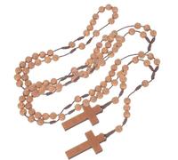 Ciieeo 2pcs Retro Pumpkin Beads Rosary Necklace Handmade Prayer Beads Cross Pendant Wrist Chain Catholic Jewelry for Women and Men