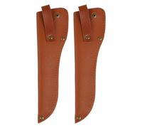 Ciieeo 2pcs Reusable Brown Leather Knife Sheath Cover with Space Saving Design, Protective Cutter Sleeve Protector for Kitchen Knives Storage and Safety