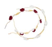 Ciieeo 2pcs Rose Headband Metal Pearl Hair Band Copper Acrylic Material Elegant French Design Secure and Stays in Place for Women Daily Routine and Formal Event