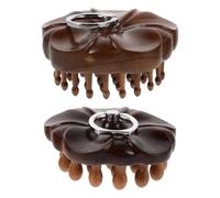 Ciieeo 2pcs Sandalwood Scalp Massage Comb with Metal Finger Ring, Portable round Tooth Hair Brush for Scalp and Hair Massage, Easy Storage Design for Use at Home the Go