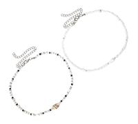 Ciieeo 2pcs Shell Choker Necklace Beads Necklace Simplicity Shell Beads Versatile Accessory Adjustable Length Fashion for Women Teens Beach Summer Vacations