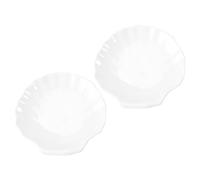 Ciieeo 2pcs Shell Shape Ceramic Serving Plates Food Grade Reusable Trays for Pasta Steak Dessert Lightweight Porcelain Dishes for Parties Weddings Restaurants Easy to Clean
