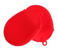 Ciieeo 2pcs Silicone Body Shower Brush Exfoliating Bath Scrubber for Adults and Babies, Red Handheld Massage Scrubbers for Gentle Skin Cleaning and Dead Skin Removal