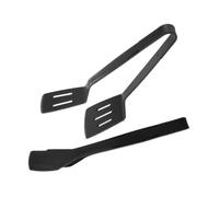 Ciieeo 2pcs Silicone Kitchen Tongs Set with Scraping Griddle Function, Easy to Cook Steak, Fish, Pies and Pasta, Black Colour, Simple Appearance for Daily Use and Breakfast