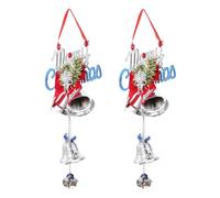 Ciieeo 2Pcs Silver Christmas Hanging Pendants Set - Alphabet Letter Bow Angel Bell Ornaments for Xmas Tree Decorations and Holiday Party Supplies