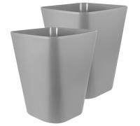 Ciieeo 2Pcs Small Plastic Trash Can with Large Open Top Square Wastebasket for Office Home Hotel Use Thickened Material for Strong Bearing Capacity Grey