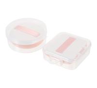 Ciieeo 2pcs Soft Makeup Sponges Set, Dual-use Dry and Wet Cosmetic Puff with Storage Box, Triangular round Puff for Face Powder Application, Random Red Or Pink Ribbon
