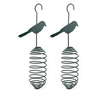 Ciieeo 2pcs Spring Fat Ball Container for Hanging Outdoor Birds Feeder Dark Metal Material for Backyard Bird Feeding