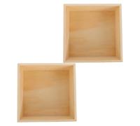 Ciieeo 2pcs Square Wooden Box 20x20x8cm Natural Unfinished Wood Storage Organizer Small Desktop Display Container Wedding Candy Keepsake Boxes