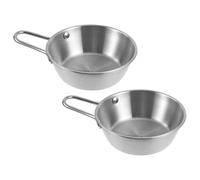 Ciieeo 2pcs Stainless Steel Korean Style Sauce Bowls with Handle, Sturdy Tableware Decor for Serving Salsas and Condiments, for Restaurants and Barbecues