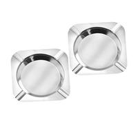 Ciieeo 2pcs Stainless Steel Square Ashtray Car Set with Lightweight Design and Storage Capacity, Outdoor Ashtrays for Cigarettes Patio and Indoor Use