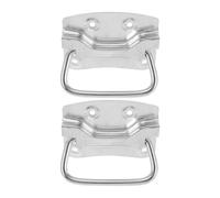 Ciieeo 2pcs Steel Folding Pull Handles for Toolbox and Drawer, Heavy Duty Iron Chest Lift Rings, Small Curved Metal Box Pull Handles 90×75mm for Storage and Tool Cases