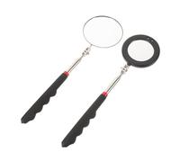 Ciieeo 2pcs Telescoping Inspection Mirror for Vehicle with LED Light Round Telescopic Under Car Inspection Mirror for Mechanics and Car Chassis Detection and Construction Easy to Use for