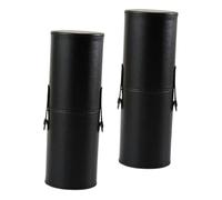 Ciieeo 2pcs Travel Makeup Brush Holder Black PU Leather Protective Case with Secure Lid Portable Cosmetic Brush Storage Organizer for Go Use
