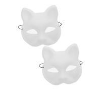 Ciieeo 2Pcs Unfinished Cat Masks for DIY Painting Blank Masquerade Masks for Cosplay Parties Halloween Events Creative Crafting Safe Material for Custom Decoration