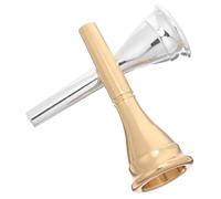 Ciieeo 2pcs Universal Brass French Horn Mouthpiece Set - Silver and Gold Plated Metal Horn Accessories - Standard Size Replacement for Musical Instrument Upgrade