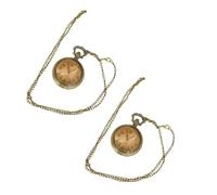 Ciieeo 2pcs Vintage Pocket Watch Embossed Floral Border in Finish Flip Top Cover as Decorative Hanging Watch for Men Women