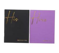 Ciieeo 2pcs Wedding Vow Books Set His and Hers Officiant Notebooks with Prelined Pages for Emotional Ceremony Keepsake Stylish Black and Purple Design