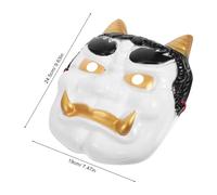 Ciieeo 2pcs White Prajna Demon Mask Set for Cosplay Halloween - Hand-painted Japanese Horned Tengu Devil Mask for Masquerade Party and Themed Costume Accessories