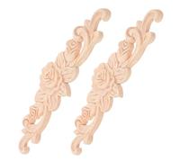 Ciieeo 2pcs Wood Carved Appliques DIY Decorative Cabinet Onlays for Wall Mantels Dresser Closet Furniture Sustainable Wooden Rose Design for Home Decor and DIY Projects