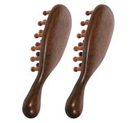 Ciieeo 2pcs Wood Scalp Massage Comb Wide Tooth Hair Comb Ergonomic Design Portable Relaxing Mind Scalp Massager for Women Travel