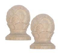 Ciieeo 2Pcs Wooden Carved Lotus Finial Set 4X6Cm Unfinished Decorative Wood Post Caps for Stair Railings and Furniture DIY Home Décor