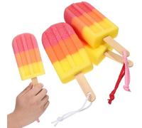 Ciieeo 3 Pcs Shower Body Sponge Brush Set, Exfoliating Bath Sponge for Back and Body, Orange-Yellow, Soft Sturdy Material, Suitable for Wet and Dry Use in Bathing