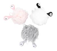 Ciieeo 3 Pieces Bathing Flower Shower Balls Set - Soft Foam Bath Sponges for Body Cleaning, Exfoliating Bath Scrubbers in White, Grey, and Pink - Bathroom Shower Accessories for Daily Use