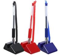 Ciieeo 3 Pieces Counter Desk Gel Ink Security Pens with Black Blue Red Ink, Fixed Pen Set with Weighted Base for Bank and Hotel Reception Use