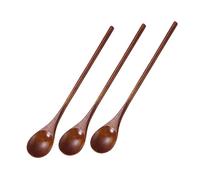 Ciieeo 3 Pieces Natural Wooden Mixing Spoon Set Kitchen Tools for Cooking Stirring and Serving Food-Grade Wood for Coffee Tea and Desserts