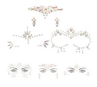 Ciieeo 3 Sheets Glow Dark Face Patch Rhinestone Gems Luminous Face Tattoos for Edm Party Festival Accessories Stickers