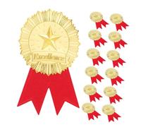 Ciieeo 30 Sets Diploma Excellence Seal Stickers with Embossed Five-point Star Badges and Red Ribbon Tails, Certificate Award Sealing Stickers for Graduation Medals and Honors Recognition