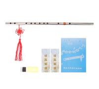 Ciieeo 304 Stainless Steel Chinese Flute F Tone with Copper and Gold Plating, Thickened 50cm Portable Metal Flute for Beginners and Students, Includes 6pcs Cleaning Set, Suitable for
