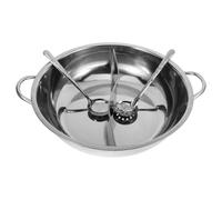 Ciieeo 304 Stainless Steel Divided Hot Pot Pan Deep Stockpot with Dual Sided Partition Spacious Cooking Pot for Social Gatherings Family Dinners Silver 36cm with Soup Colander