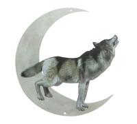 Ciieeo 30x30cm Iron Wolf Moon Wall Hanging Decoration Creative Artistic Wall Pendant with Realistic Look Not Easy to Fade Or Deform for Outdoor Garden Décor