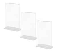 Ciieeo 3pcs Acrylic Exhibition Sign Holder Double Sided Plastic Desk Display Stand A6 T-Shape with Multifunctional Design for Trade Show and Office Desk