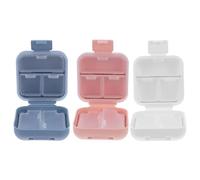 Ciieeo 3Pcs Airtight Portable Pill Organizer with 5 Compartments, Small Travel Medication Box for Daily Vitamins and Supplements, Sealed Compact Pill Holder Set for Travel Use