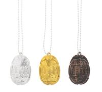 Ciieeo 3pcs Ancient Egyptian Scarab Necklace Set - Retro Beetle Pendant Jewelry in Silver, Gold, and Bronze Colors - Costume Party Accessories for Women’s Vintage Egyptian Ornaments