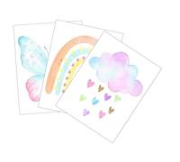 Ciieeo 3pcs Children's Room Decorative Canvas Wall Art Set Watercolor Butterfly Weather Unicorn Modern Nordic Style Nursery Decor