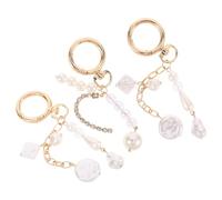 Ciieeo 3pcs Cute Seashell Charm Pendant Phone Charm Keychain with Pearl for Women, Zinc Alloy and Plastic Material, Stylish Beach Phone Accessory with Key Ring Function for Daily Life